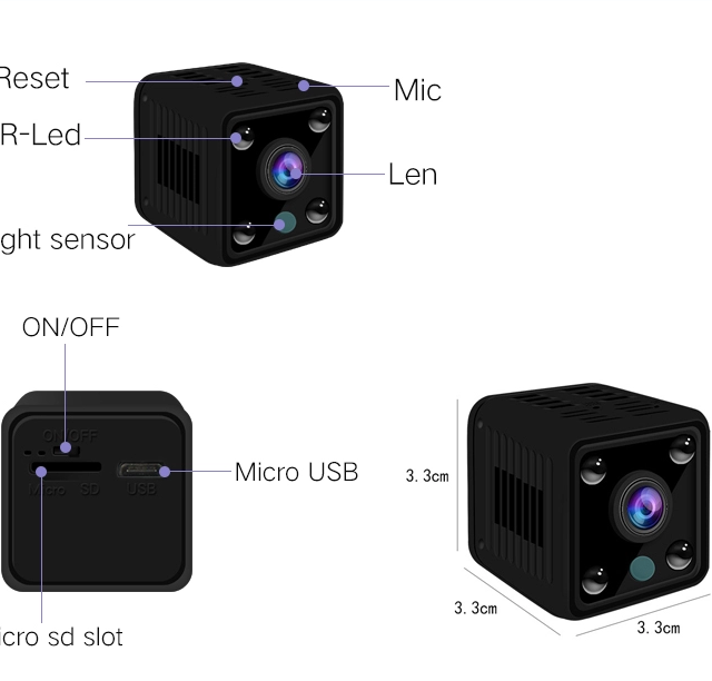 720P Wireless Mini Camera with IR Night Vision